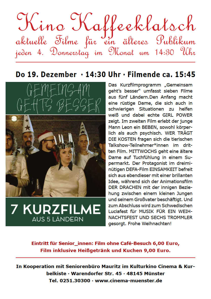 Plakat für das Kino Kaffeeklatsch am 19.12.2024