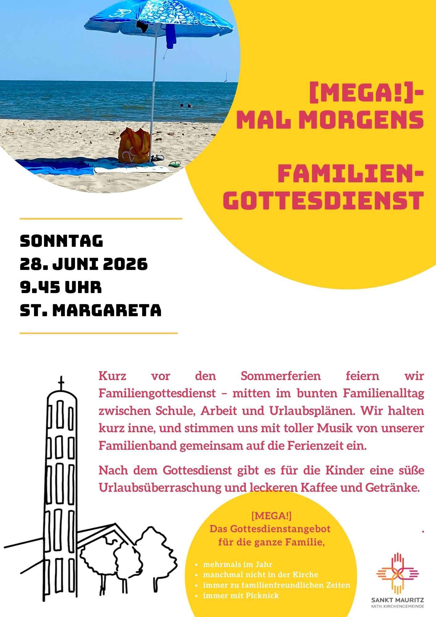 Plakat für den MEGA-Familiengottesdienst am 28.06.2026