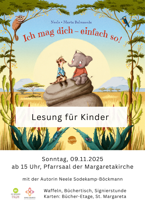 Ankündigung der Lesung für Kinder am 9.11.2025